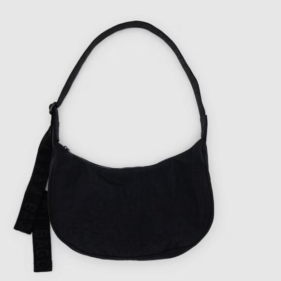 NWT BAGGU Medium Nylon Crescent Bag Black - Picture 1 of 1